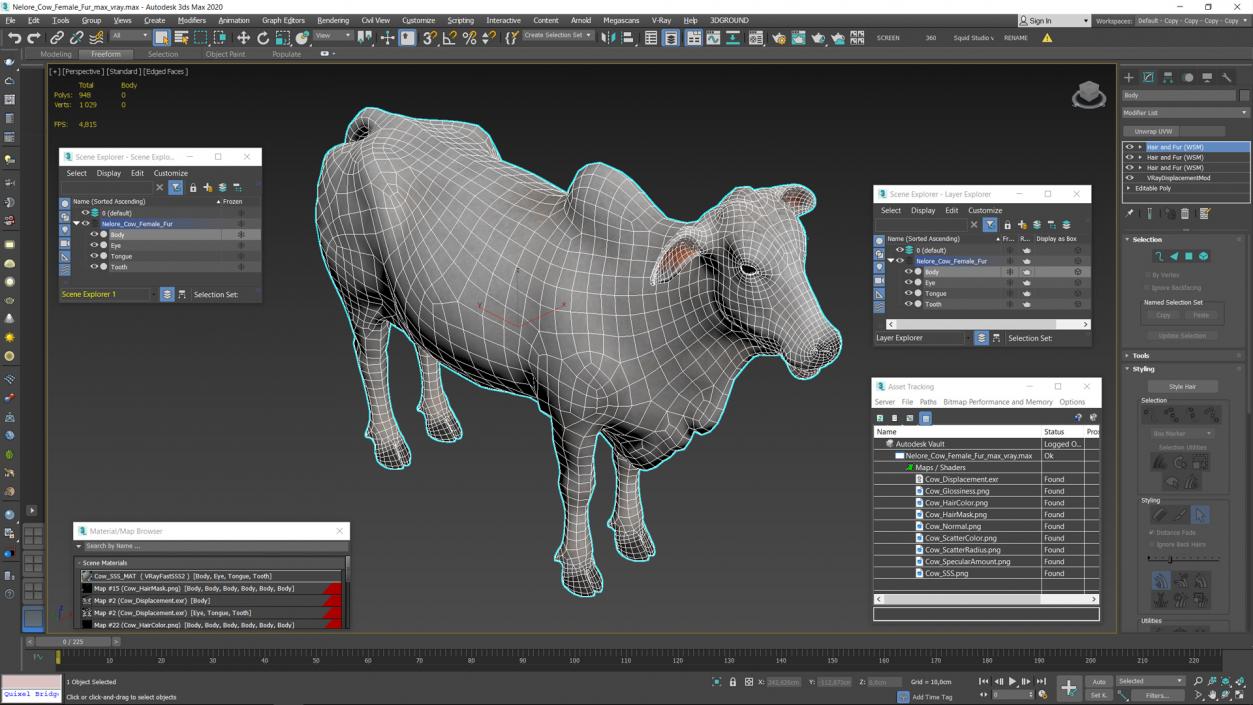 3D Nelore Cow Female Fur