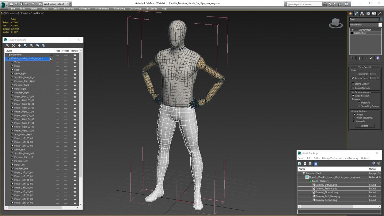 3D model Flexible Manikin Hands On Hips