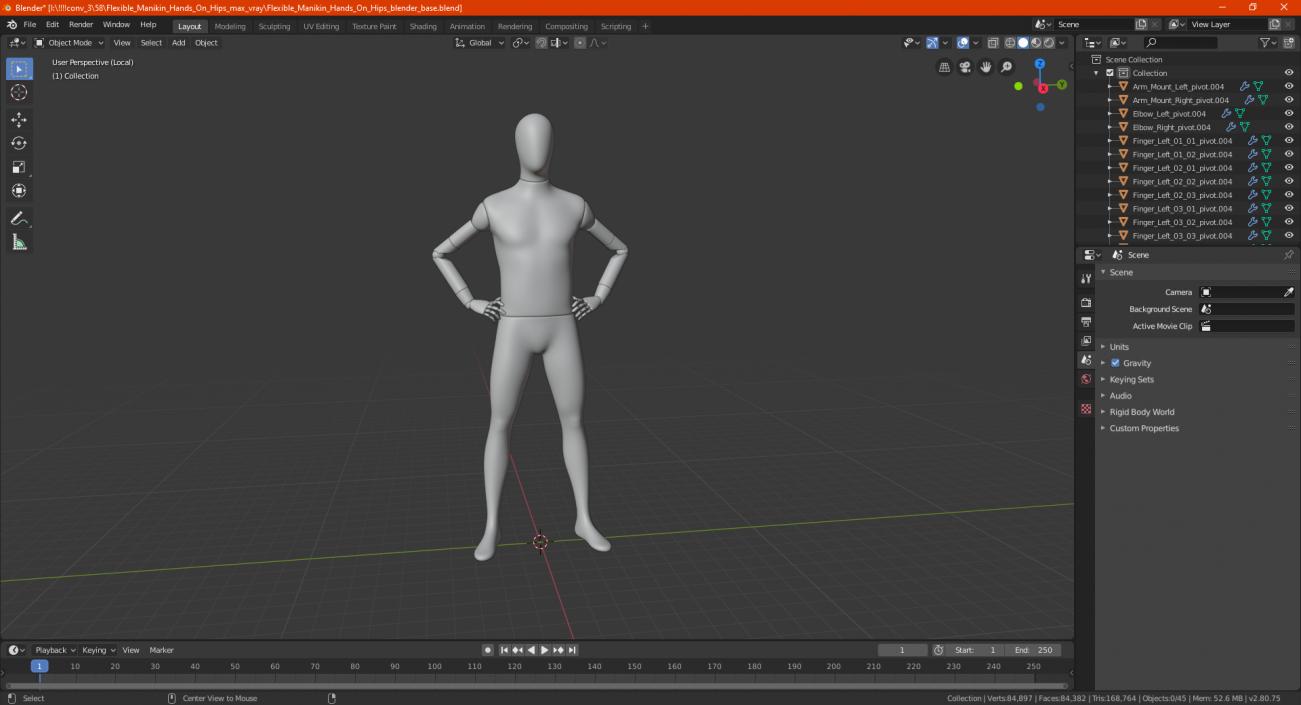 3D model Flexible Manikin Hands On Hips