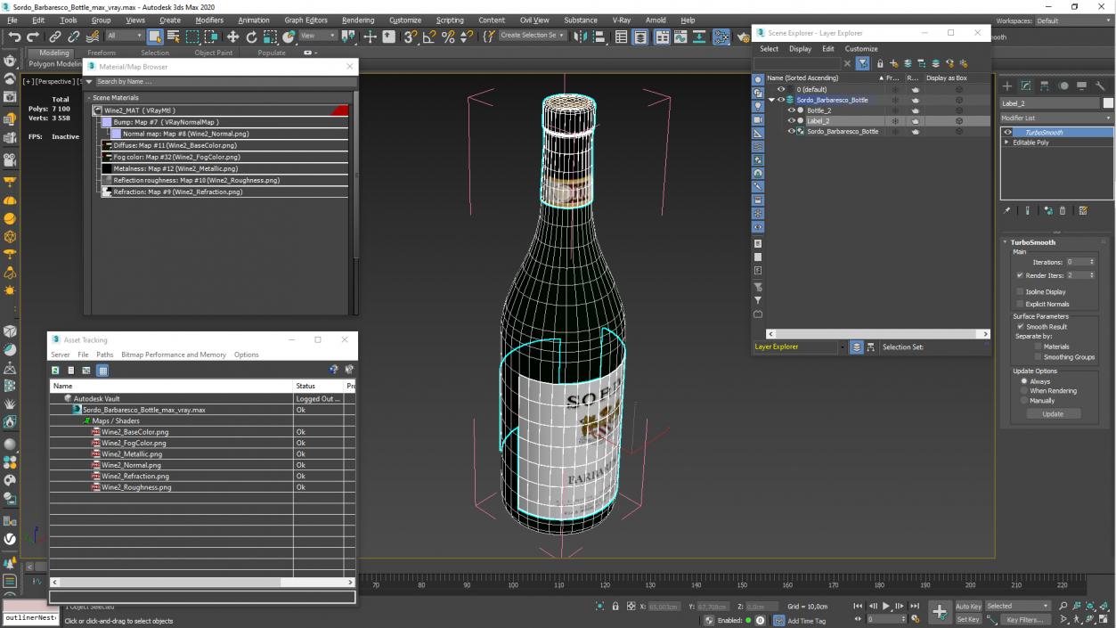 3D Sordo Barbaresco Bottle model