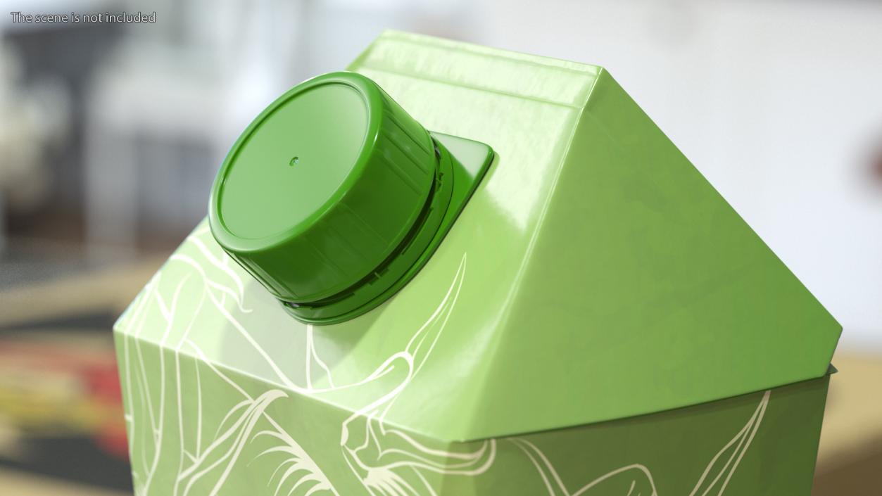 3D model Drink Carton Pack with Screw Cap Mockup Green