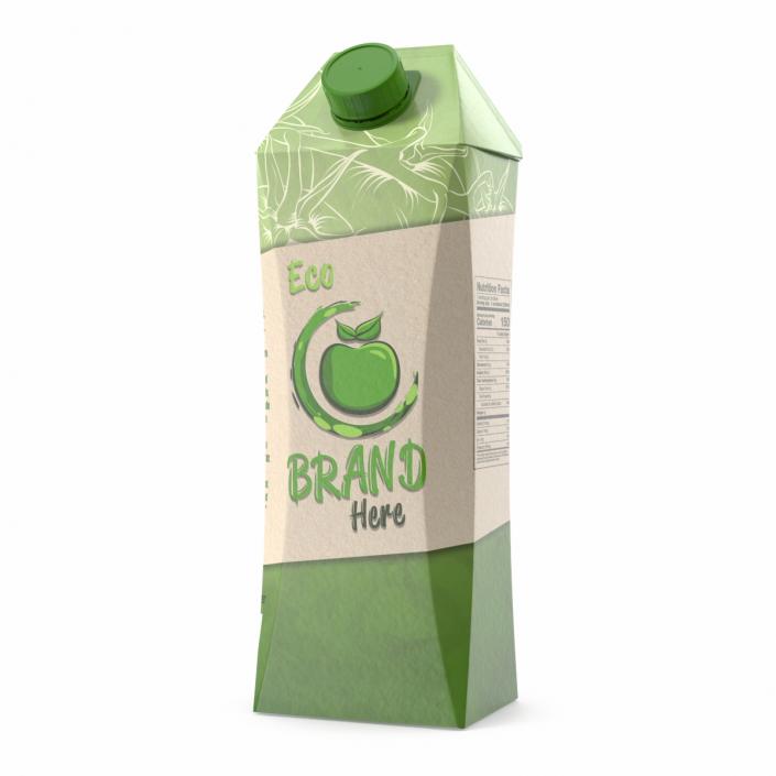 3D model Drink Carton Pack with Screw Cap Mockup Green