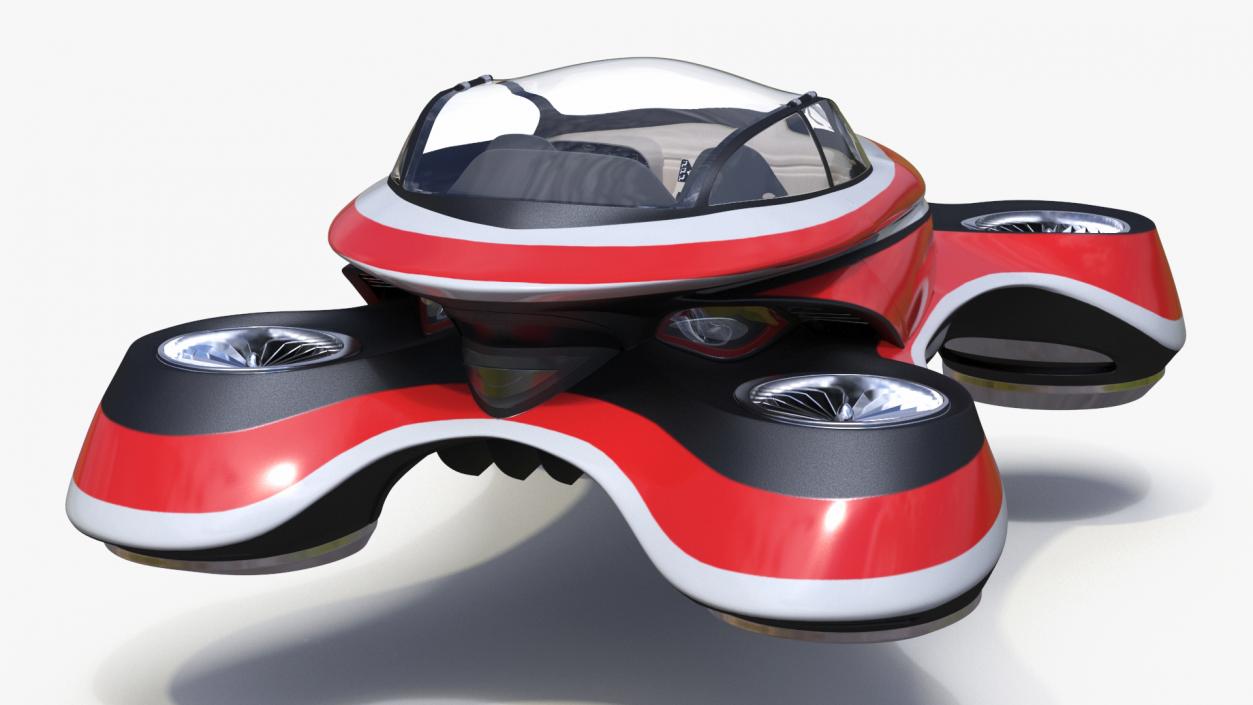 3D Hover Car Concept by Lazzarini Red Rigged 2 model