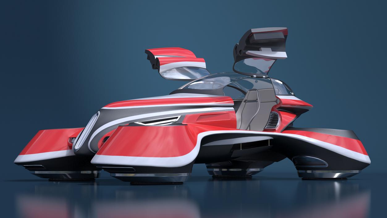 3D Hover Car Concept by Lazzarini Red Rigged 2 model