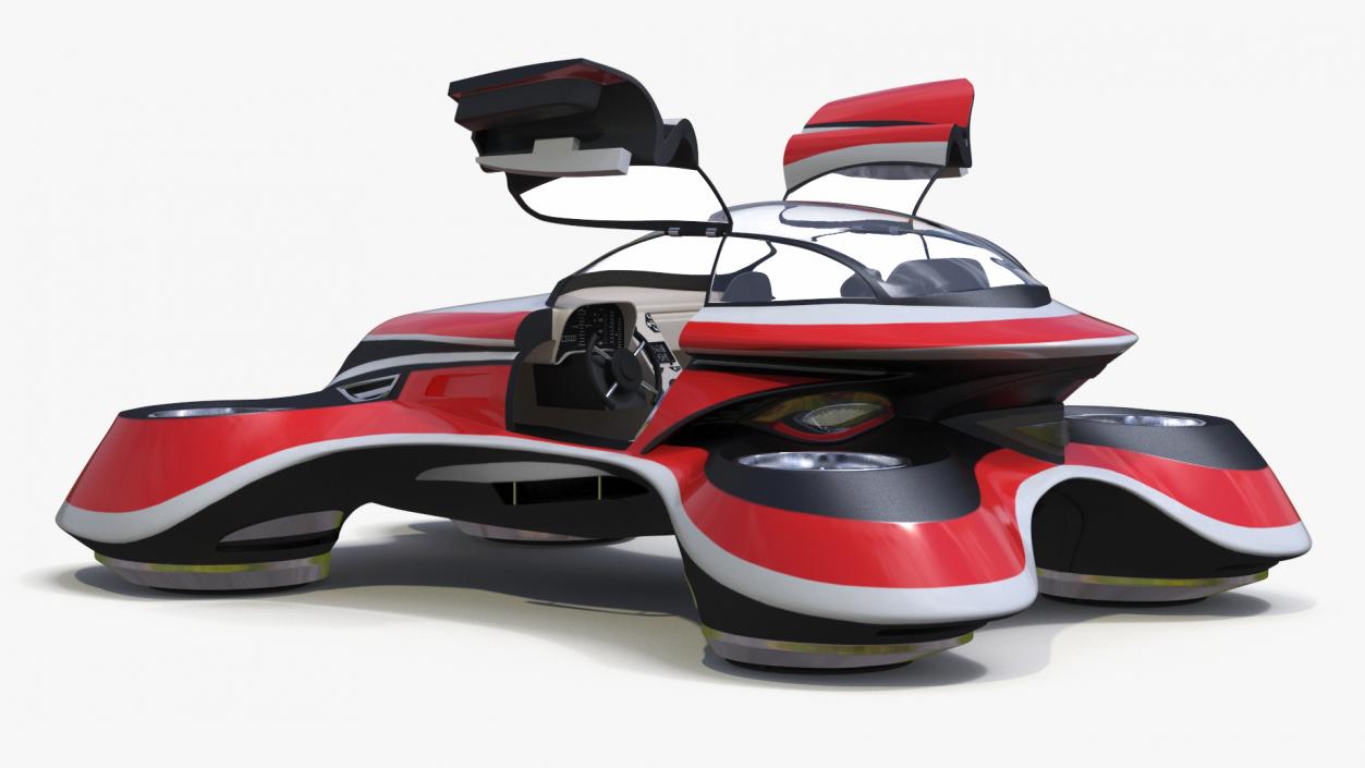 3D Hover Car Concept by Lazzarini Red Rigged 2 model