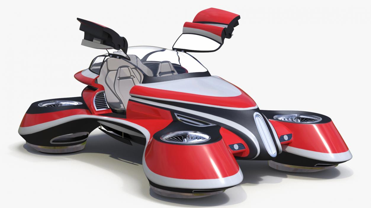 3D Hover Car Concept by Lazzarini Red Rigged 2 model