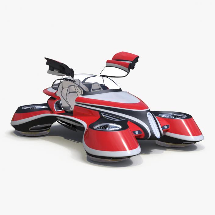 3D Hover Car Concept by Lazzarini Red Rigged 2 model