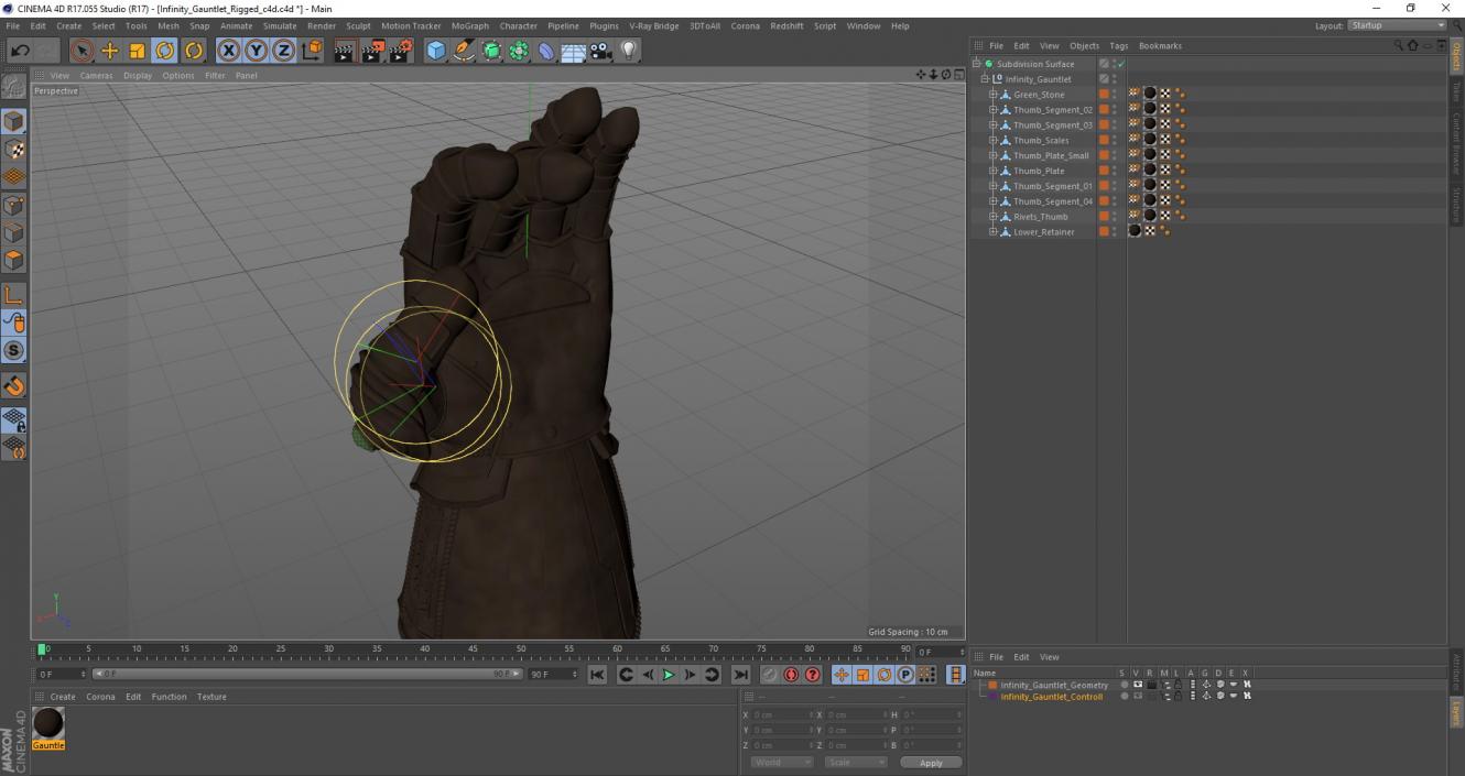 3D Infinity Gauntlet Rigged for Cinema 4D model