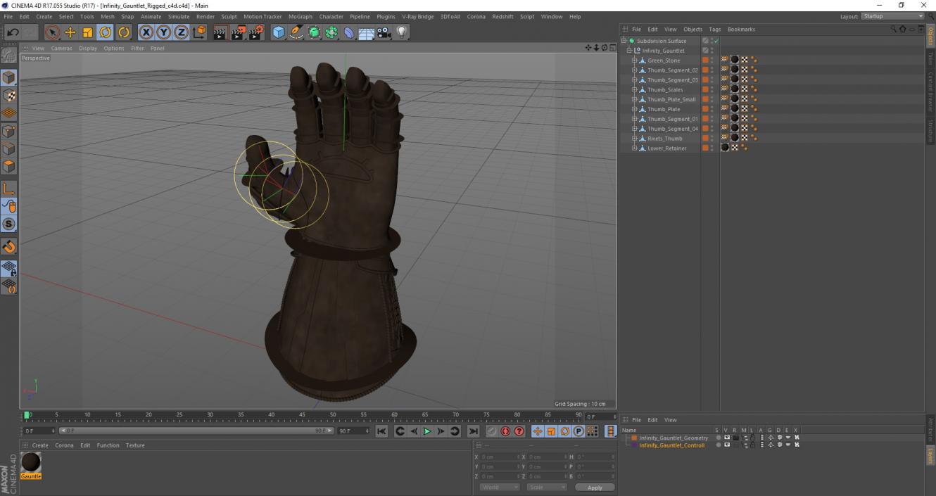 3D Infinity Gauntlet Rigged for Cinema 4D model