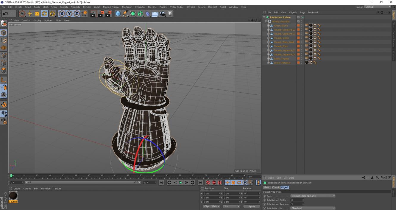 3D Infinity Gauntlet Rigged for Cinema 4D model