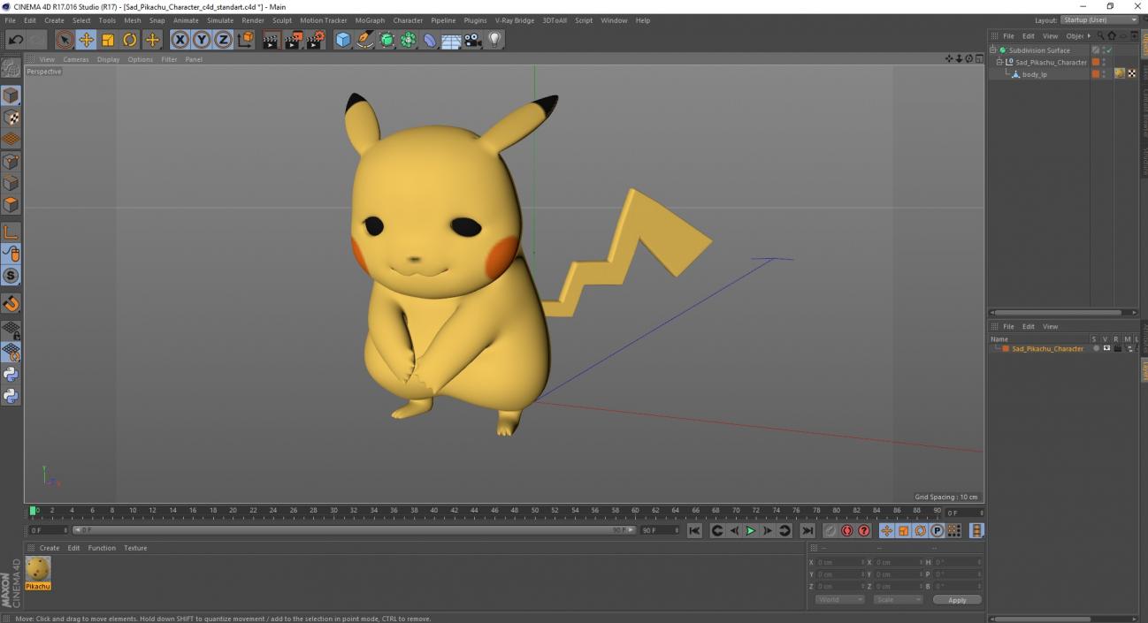 3D Sad Pikachu Character