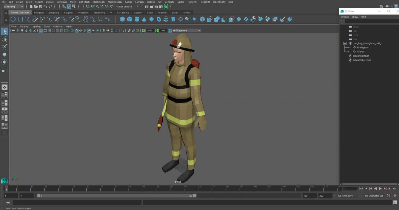 3D model Low Poly Firefighter