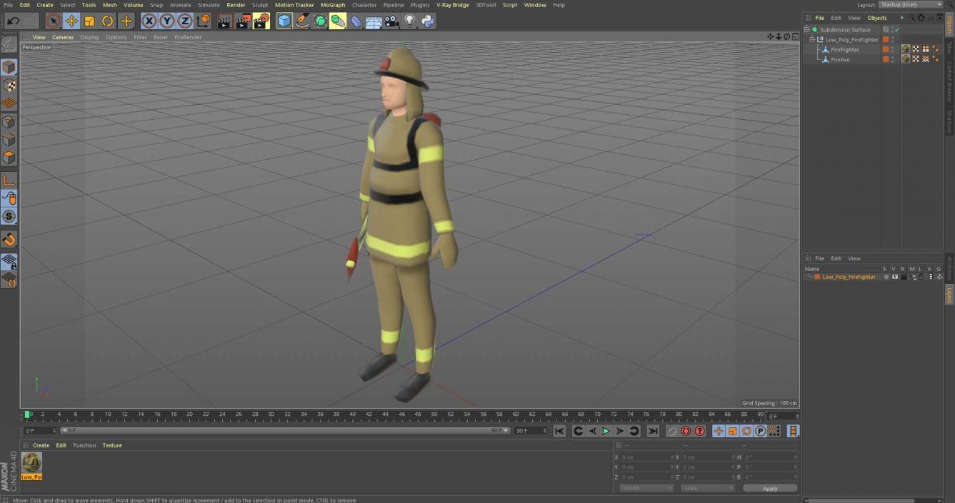 3D model Low Poly Firefighter