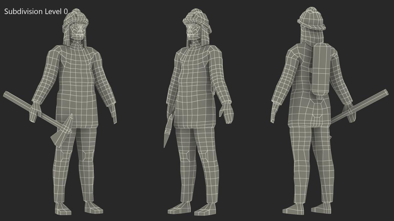 3D model Low Poly Firefighter