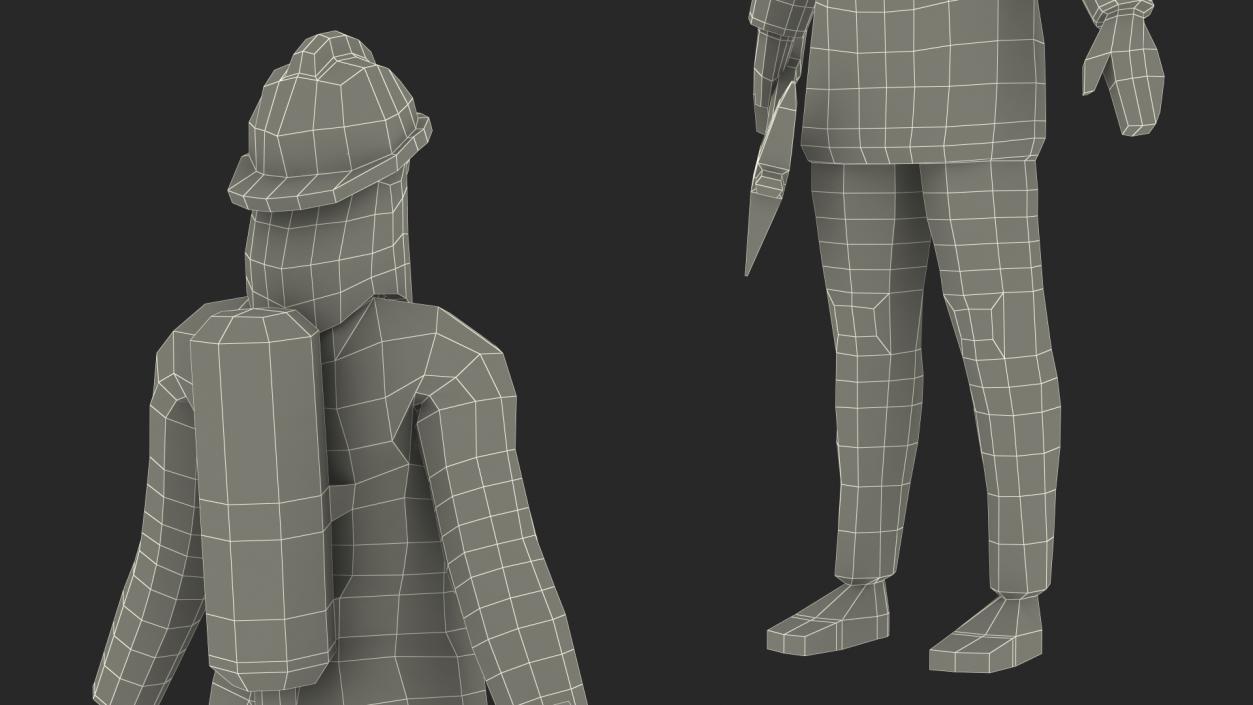 3D model Low Poly Firefighter