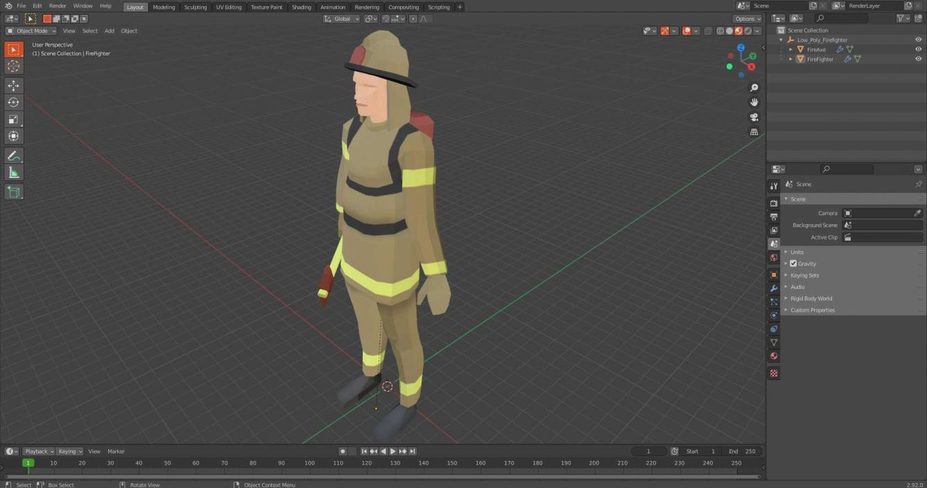 3D model Low Poly Firefighter