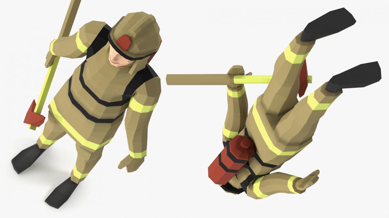 3D model Low Poly Firefighter