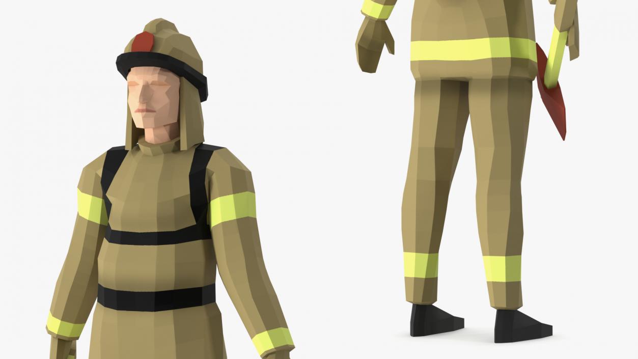 3D model Low Poly Firefighter