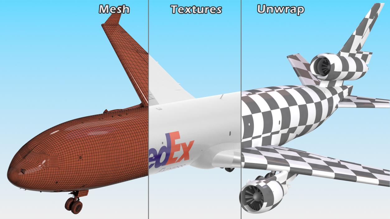 3D model McDonnell Douglas MD11 Tri Jet Airliner FedEx