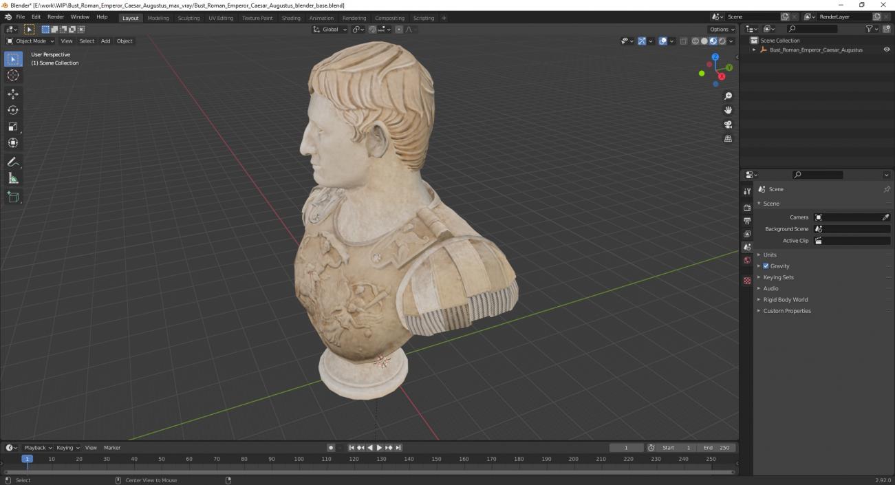 Bust Roman Emperor Caesar Augustus 3D model