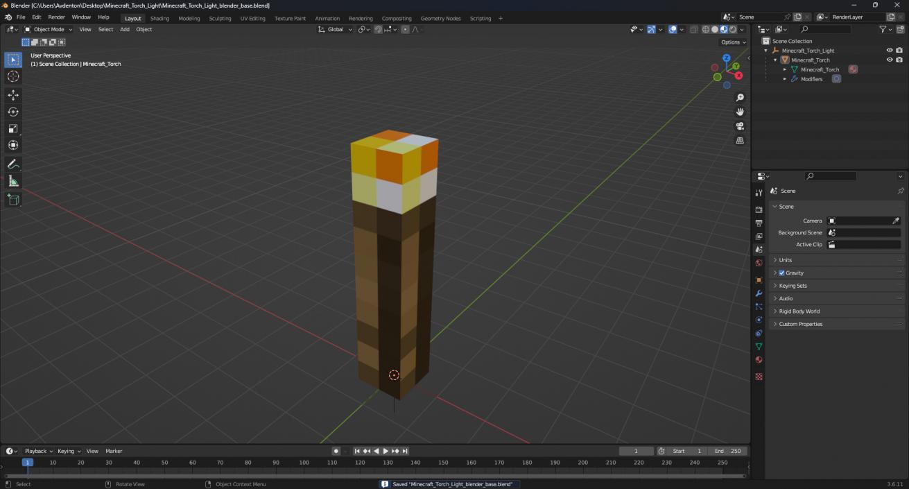 3D Minecraft Torch Light