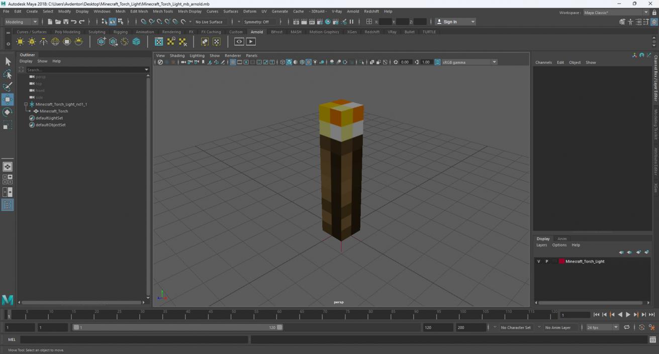 3D Minecraft Torch Light