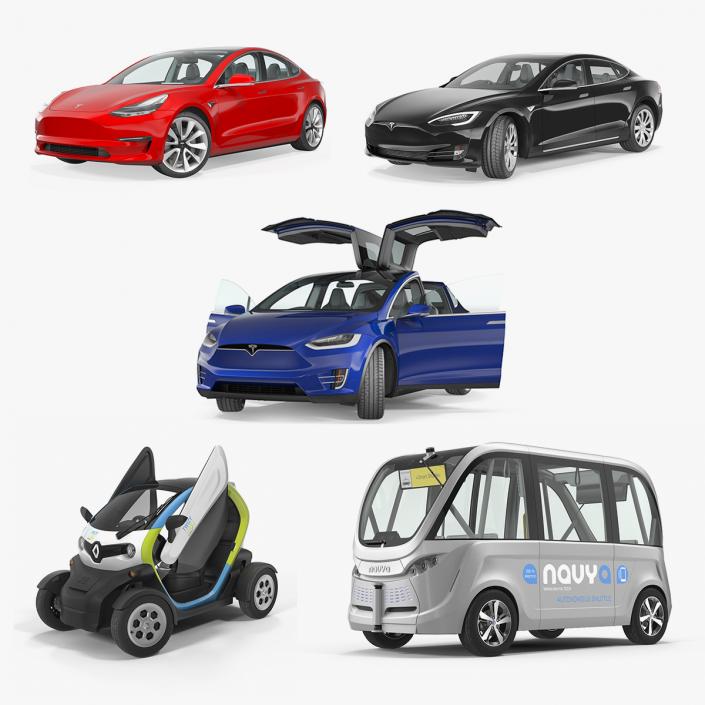 3D Rigged Electric Cars Collection