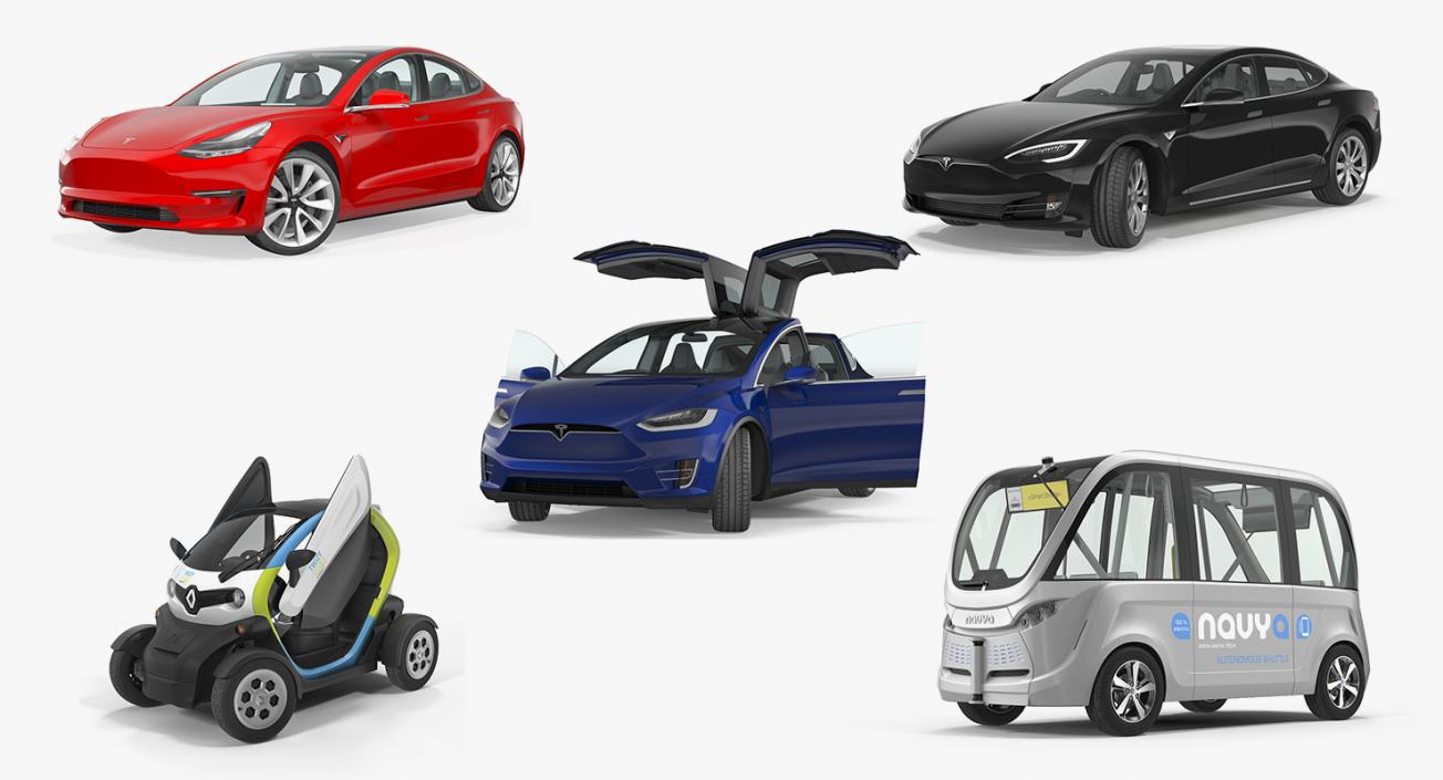 3D Rigged Electric Cars Collection