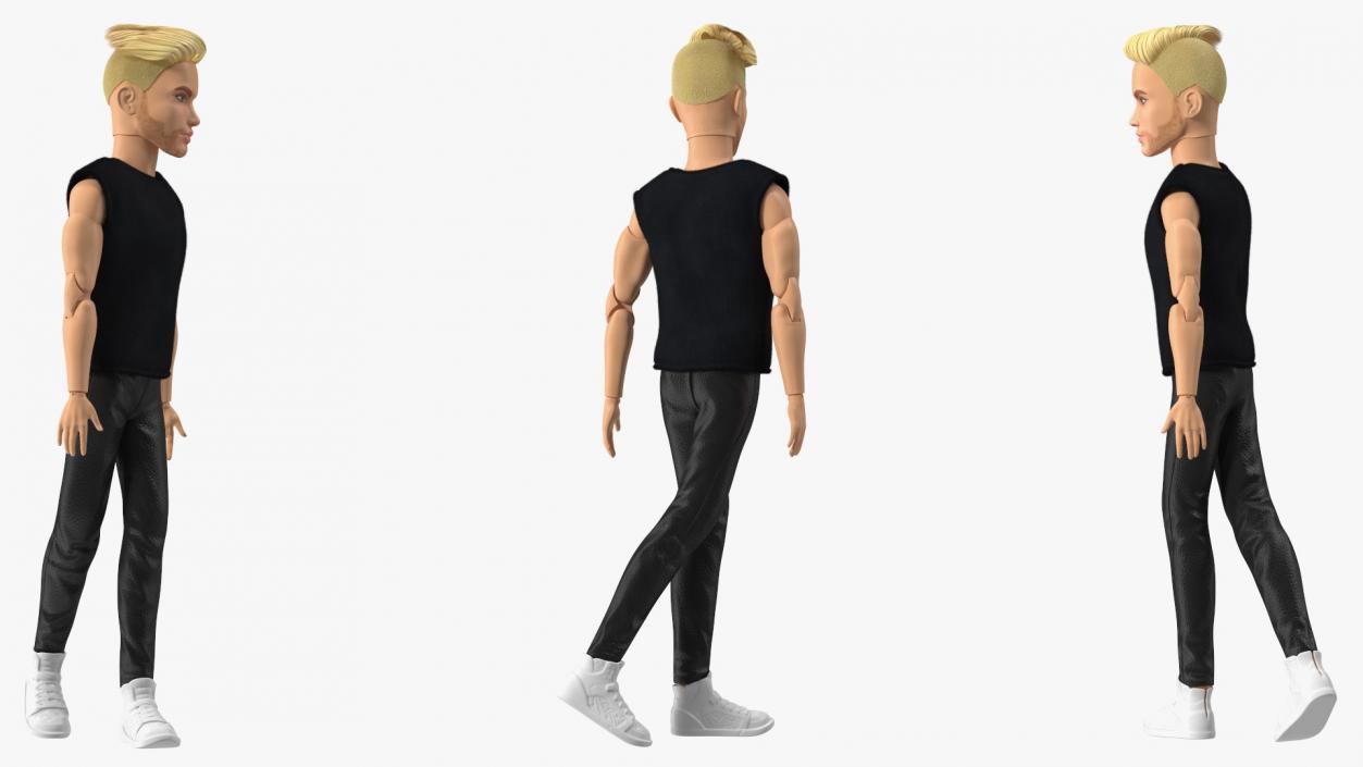 3D Barbie Ken GTD90 Dressed Walking Pose Fur