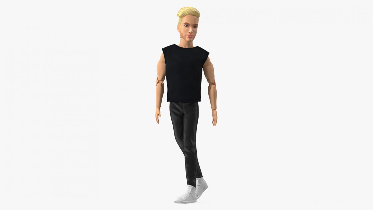 3D Barbie Ken GTD90 Dressed Walking Pose Fur