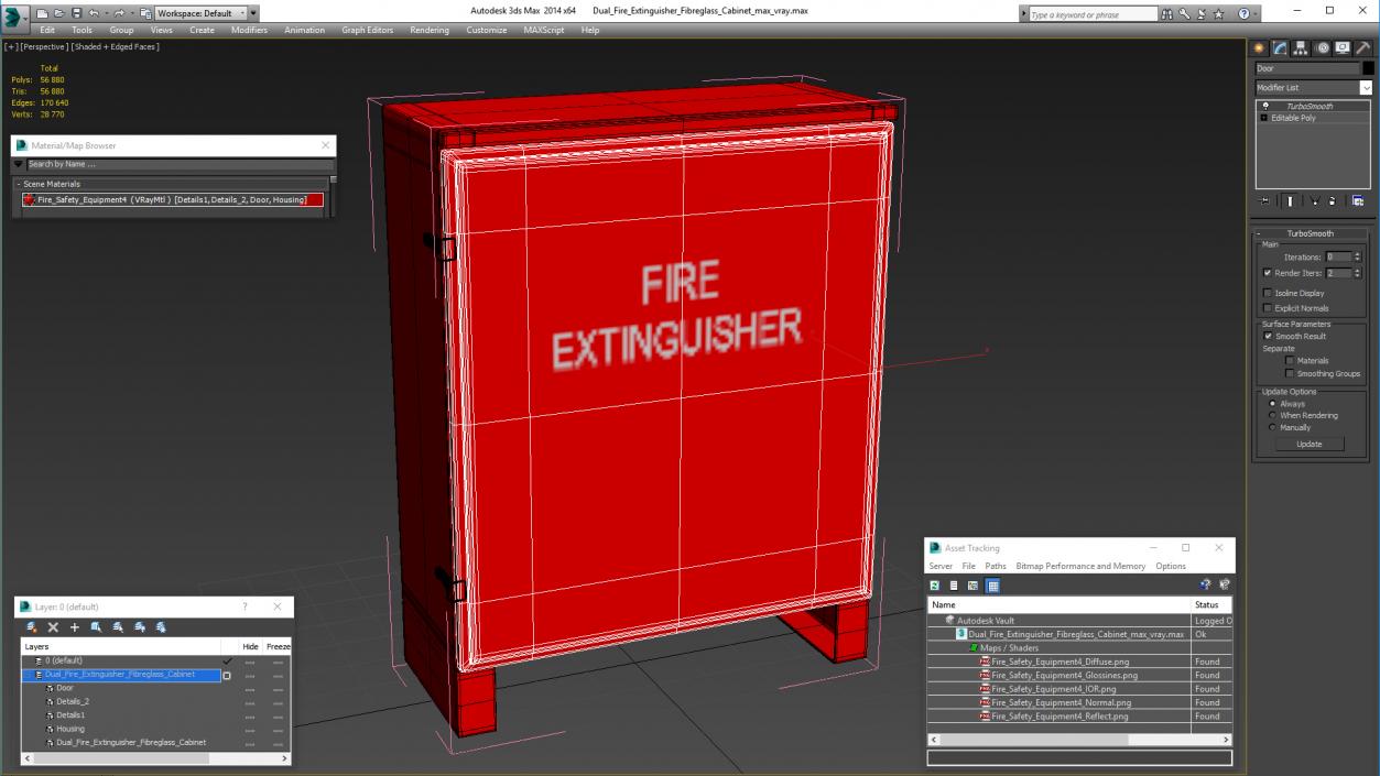 3D Dual Fire Extinguisher Fibreglass Cabinet