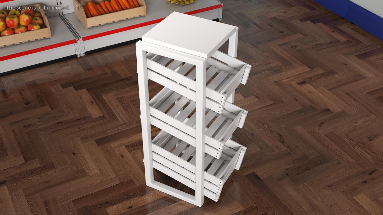 3D model Wooden Vegetable Rack with Drawers White