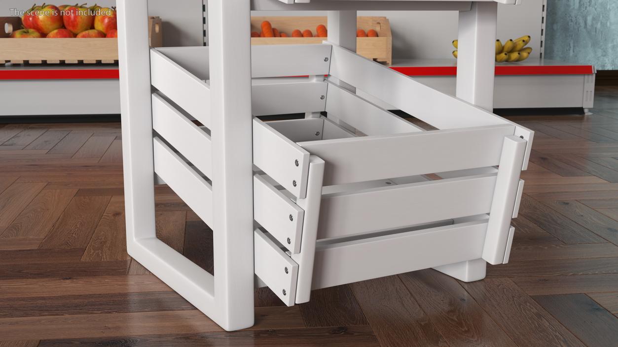 3D model Wooden Vegetable Rack with Drawers White