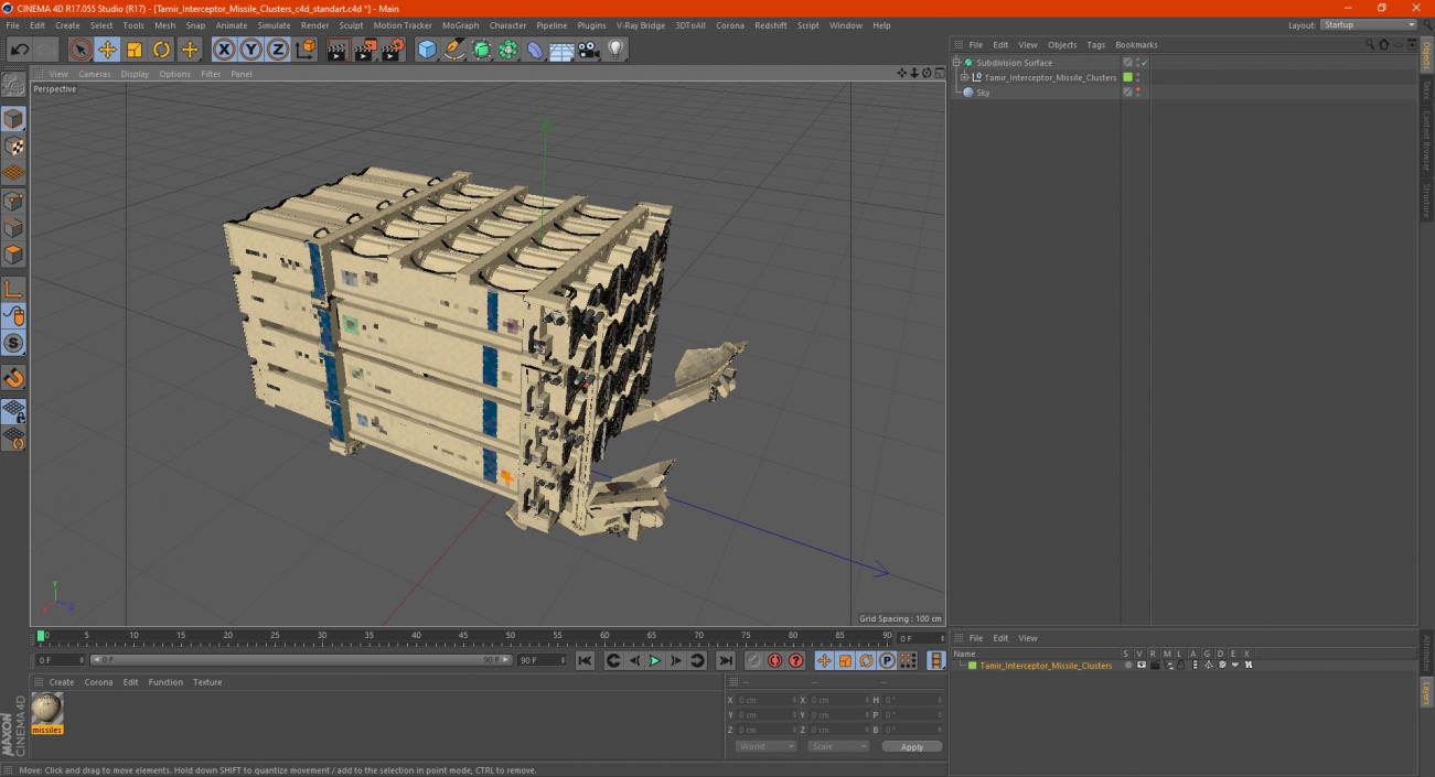 Tamir Interceptor Missile Clusters 3D model