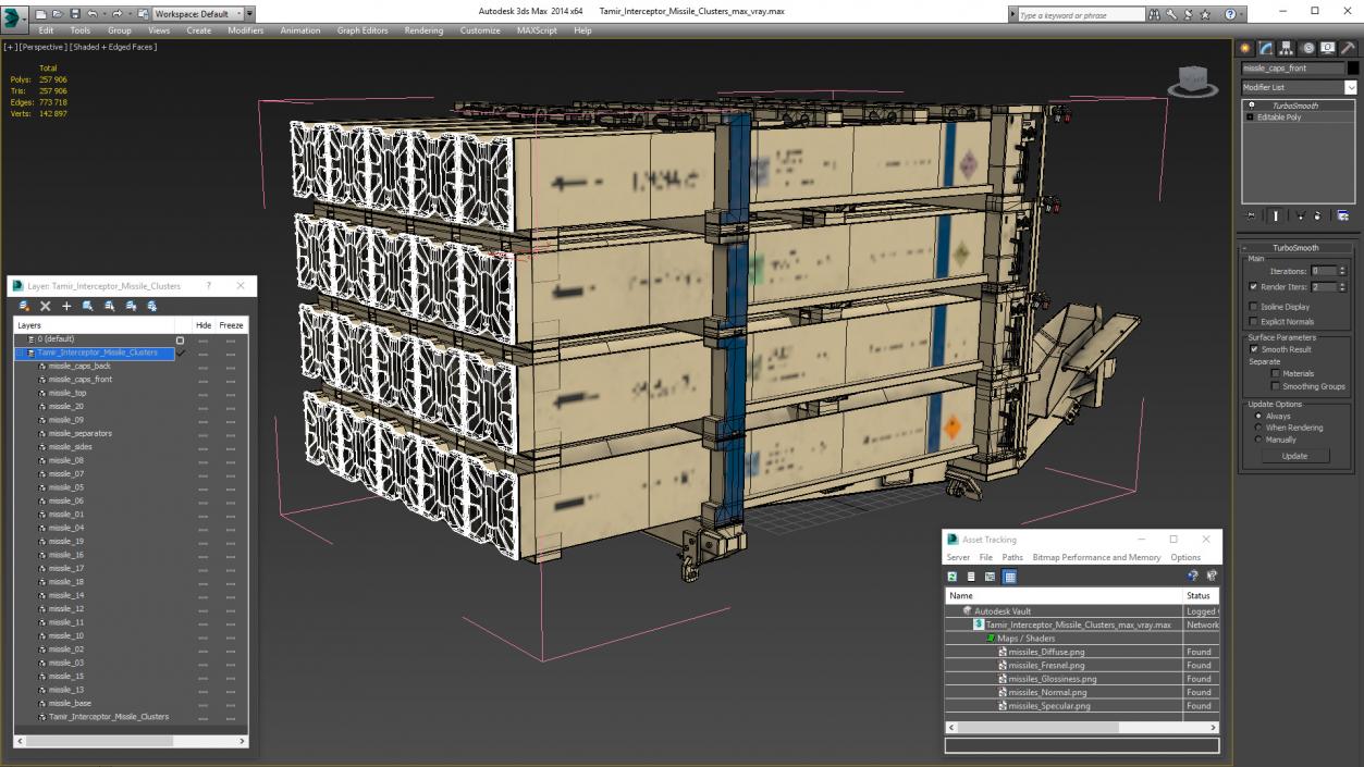 Tamir Interceptor Missile Clusters 3D model