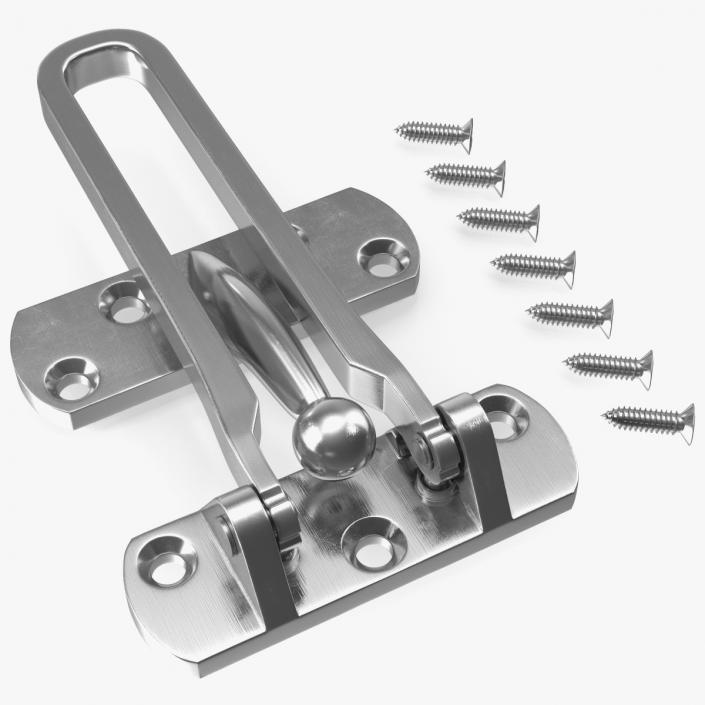 Security Door Latch Guard Silver 3D