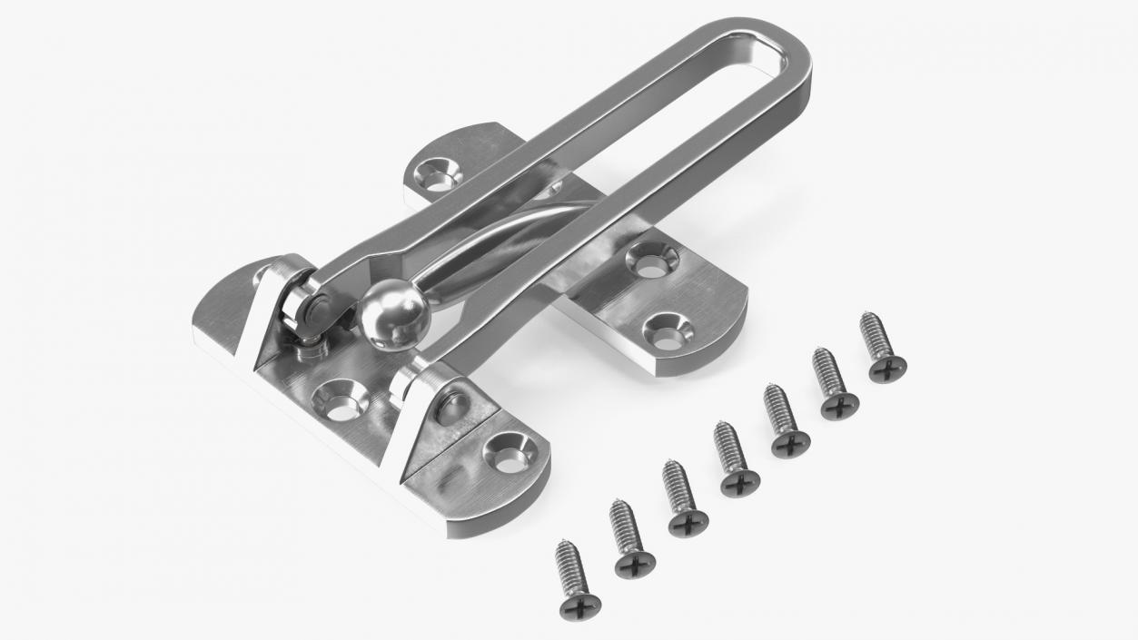 Security Door Latch Guard Silver 3D