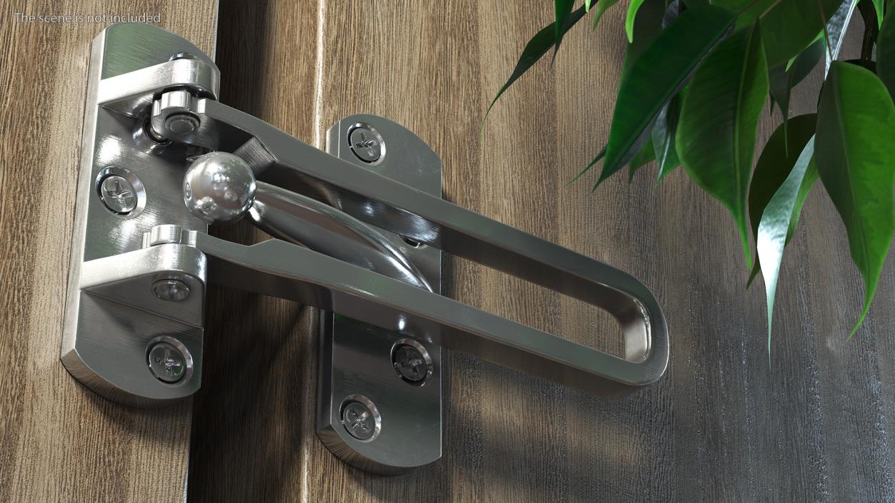 Security Door Latch Guard Silver 3D