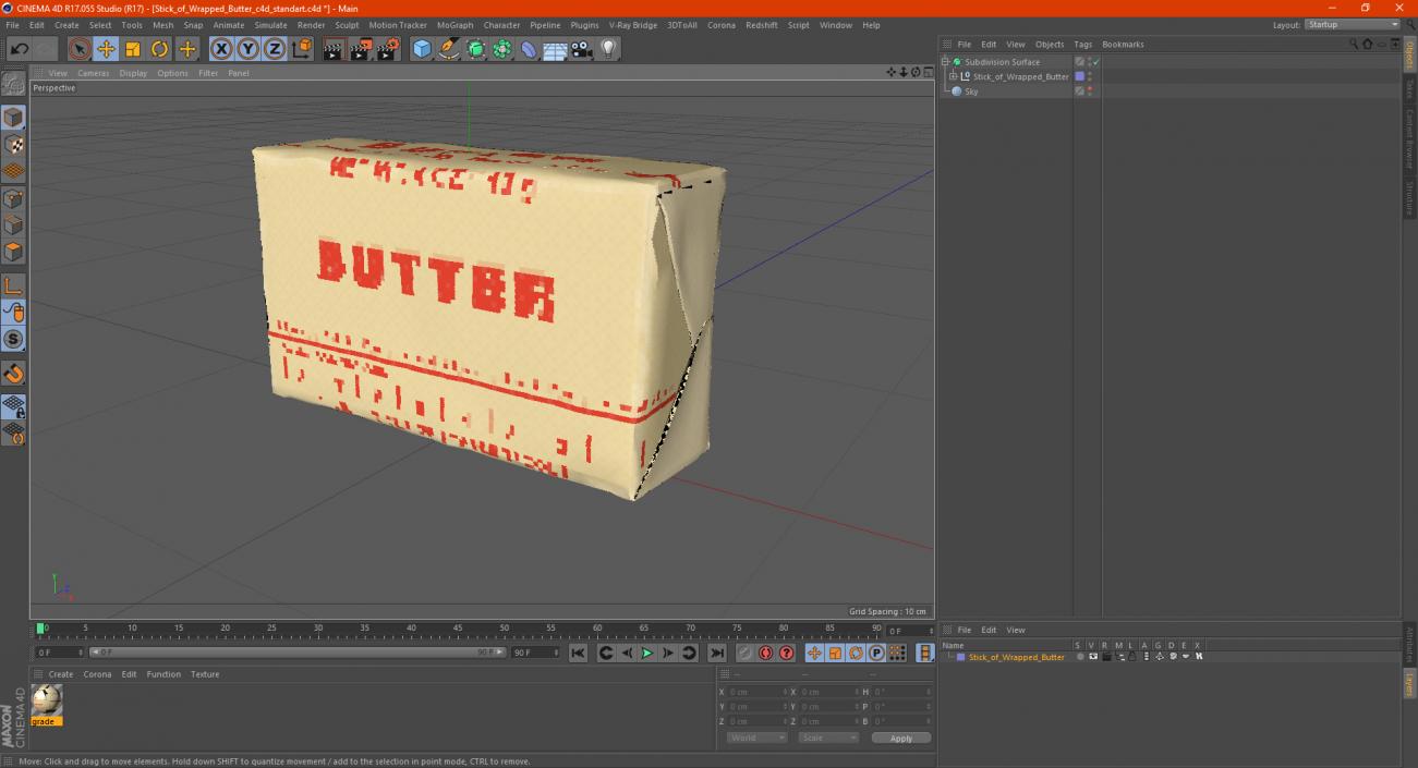 3D Stick of Wrapped Butter model