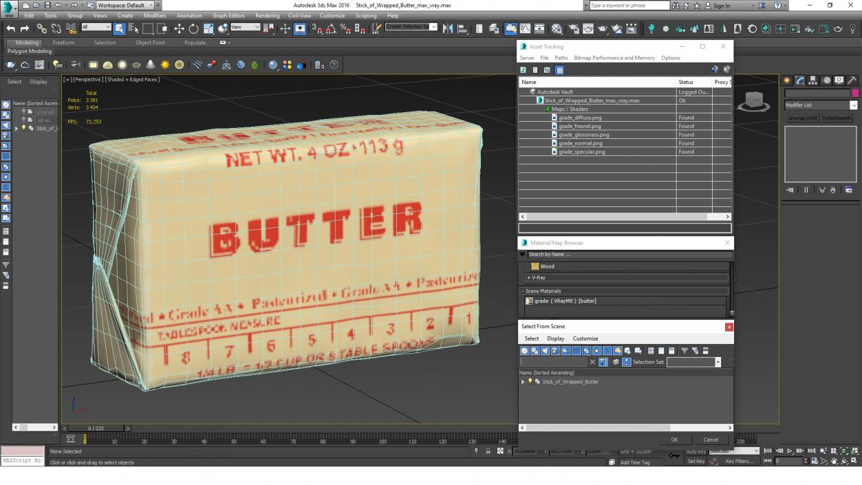 3D Stick of Wrapped Butter model