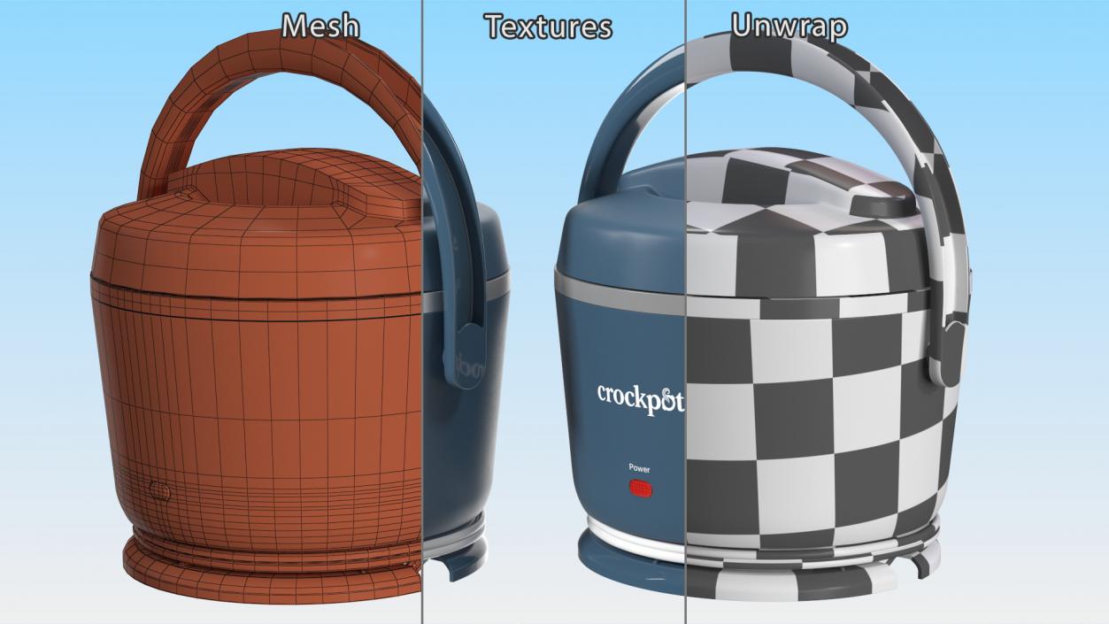 Portable Food Warmer Crockpot Blue 3D model