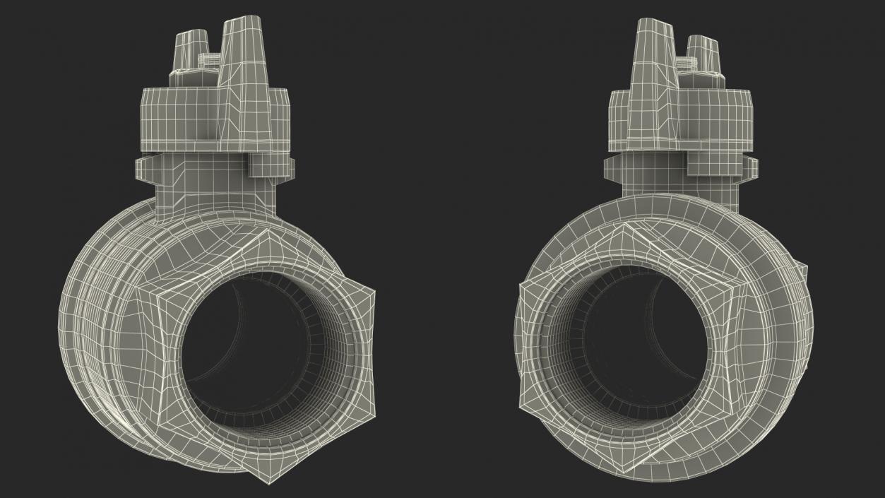 Ball Valve with Yellow Butterfly Handle 3D model