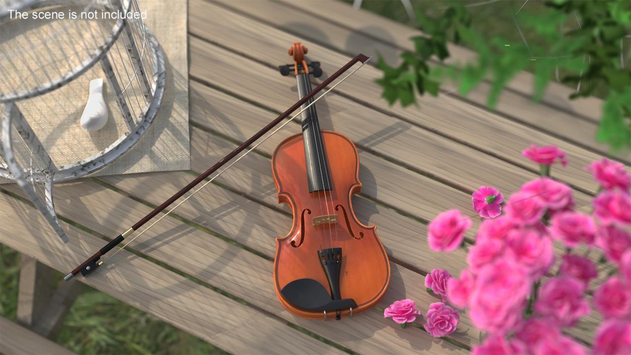 Classic Violin and Bow 3D