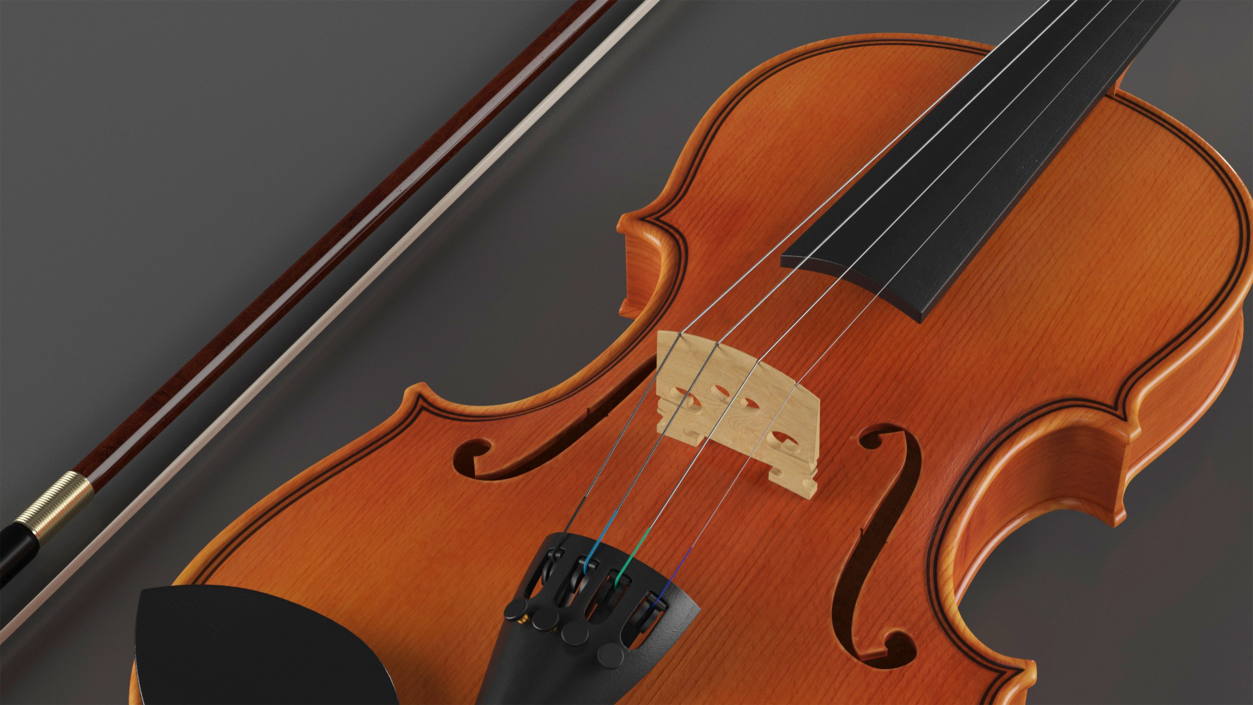 Classic Violin and Bow 3D