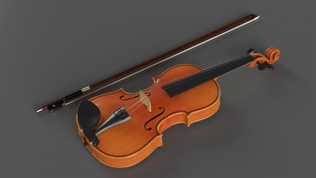 Classic Violin and Bow 3D