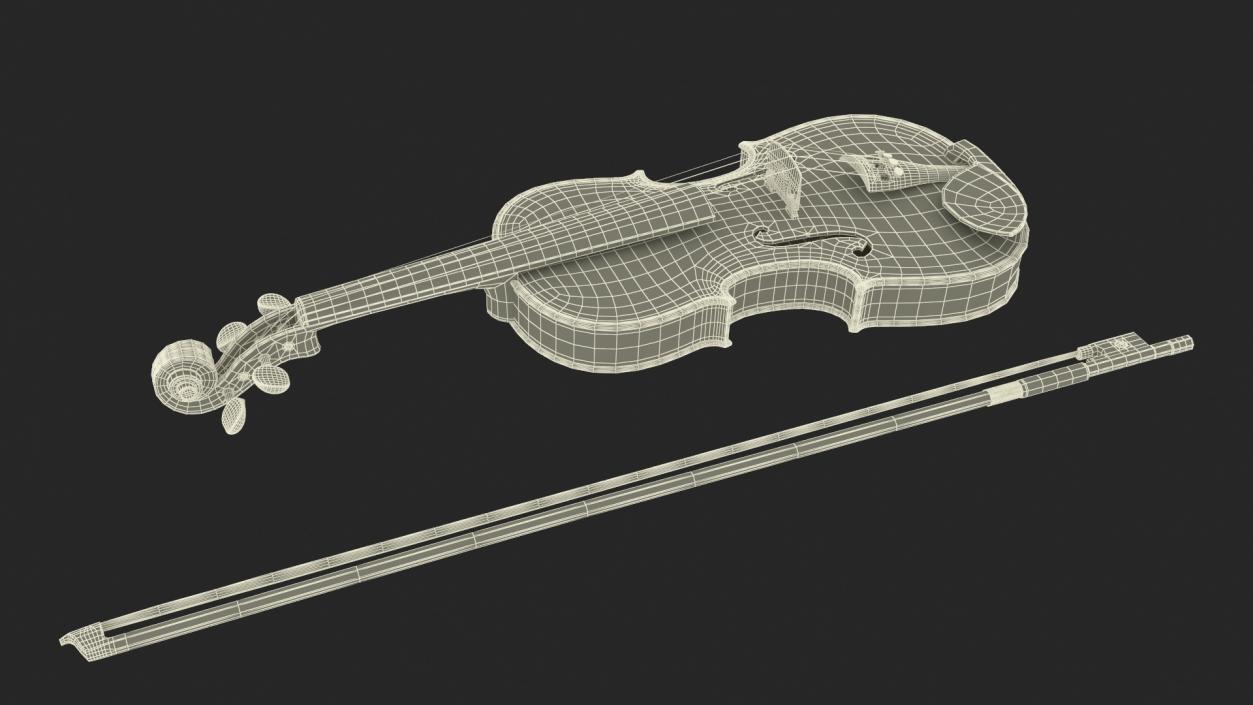 Classic Violin and Bow 3D