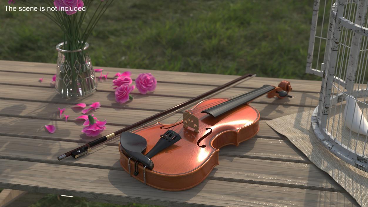 Classic Violin and Bow 3D