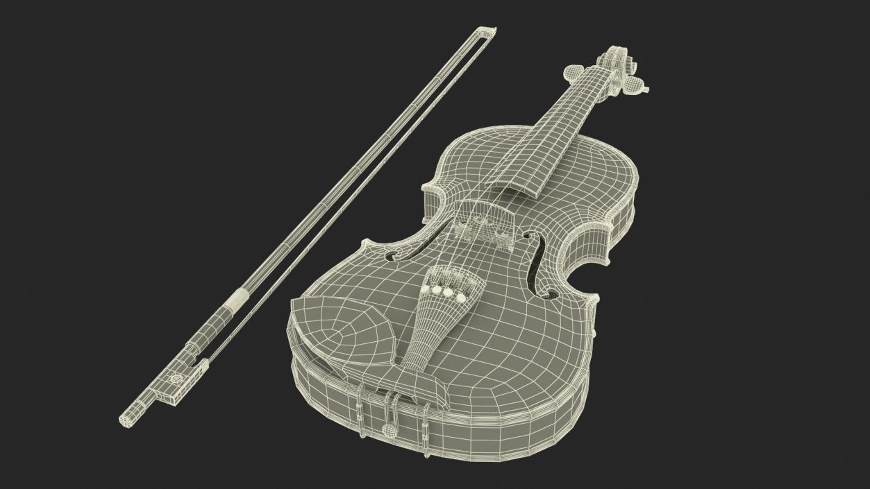 Classic Violin and Bow 3D