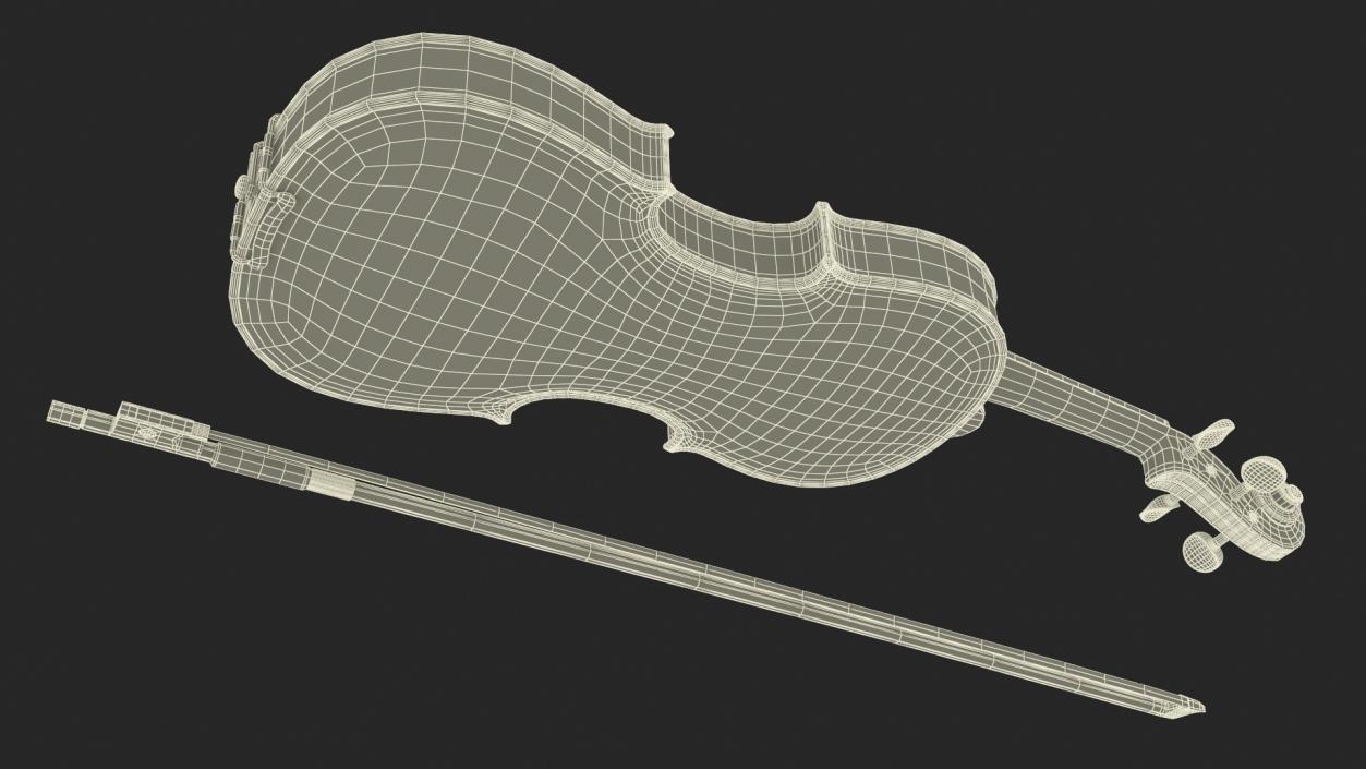 Classic Violin and Bow 3D