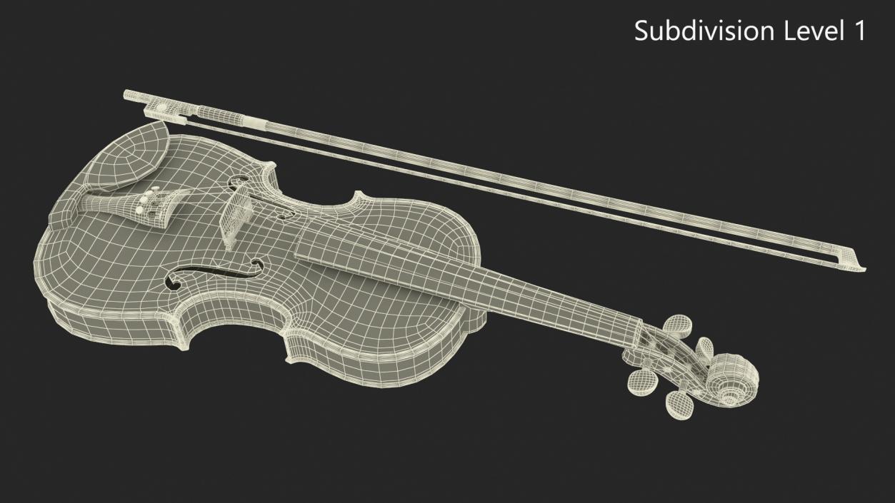 Classic Violin and Bow 3D